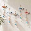 Wood Fish Wall Hanging Decors for Entryway, Bedroom, or Living Room, Ocean Theme Piece with Rope and Color Detail Trim