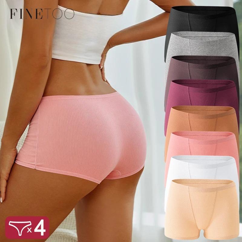 4Pcs Women's Panties Cotton Seamless Sports Boxers Underwear Female Solid Color Briefs Cozy Lingerie Intimate Underpants S-XXL