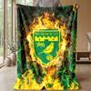 Miękki, ciepły, lekki koc flanelowy Norwich City Football Print, do sofy, łóżka, na kemping