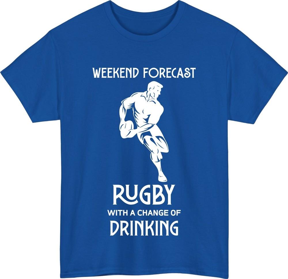 Weekend Forecast Rugby Sports TShirt Funny Drinking Player Sarcastic Tee