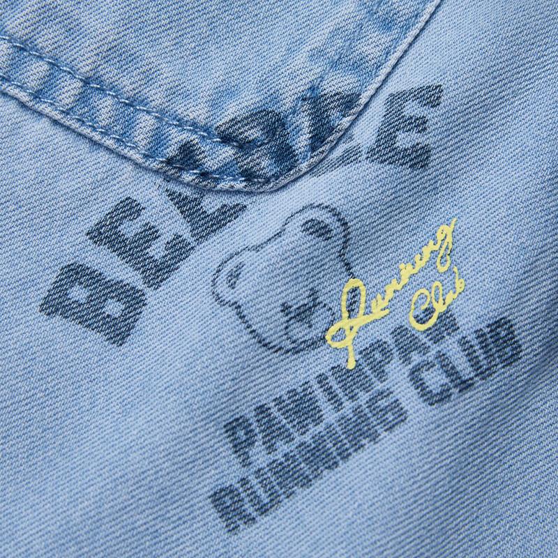 PawinPaw Boy's Cartoon Bear Denim Long-Sleeve Shirt