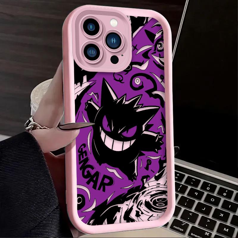 

P-Pokemon Dark Gengar Phone Case For iPhone 17 Air 16 16E 15 14 13 12 11 Pro Max X XS X S Max XR SE 2020 SE4 7 8 Silicone Cover For iPhone 15 Pro