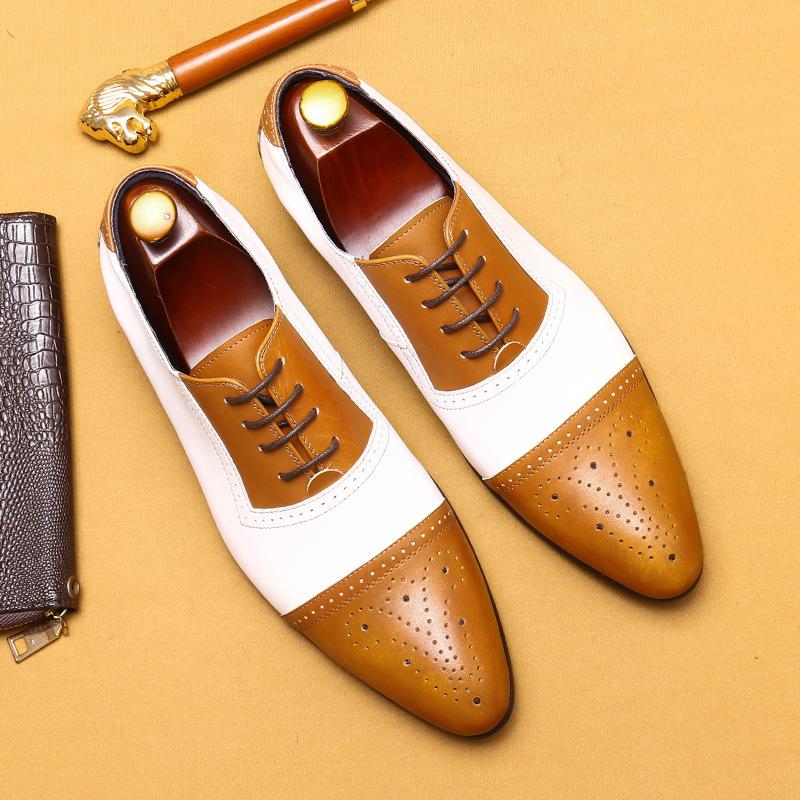 White Brock Leather Shoes Men'S Groom'S Suit Business Dress Leather Studio Wedding Shoes