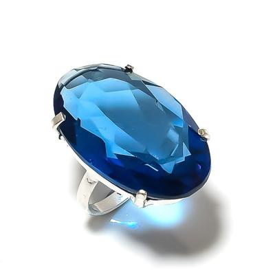 Pietra Preziosa Topazio Azzurro Svizzero Argento Sterling 925 Regalo Gioiello Anello Misura 8