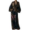 Spring/Summer 2026 Retro Print Deep V Tie-up Top & Wide-leg Pants Two-piece Set for Women