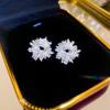 Silver Needle Zircon Flower Pearl Stud Earrings Exquisite Light Luxury High-end Earrings Niche White Versatile Earrings