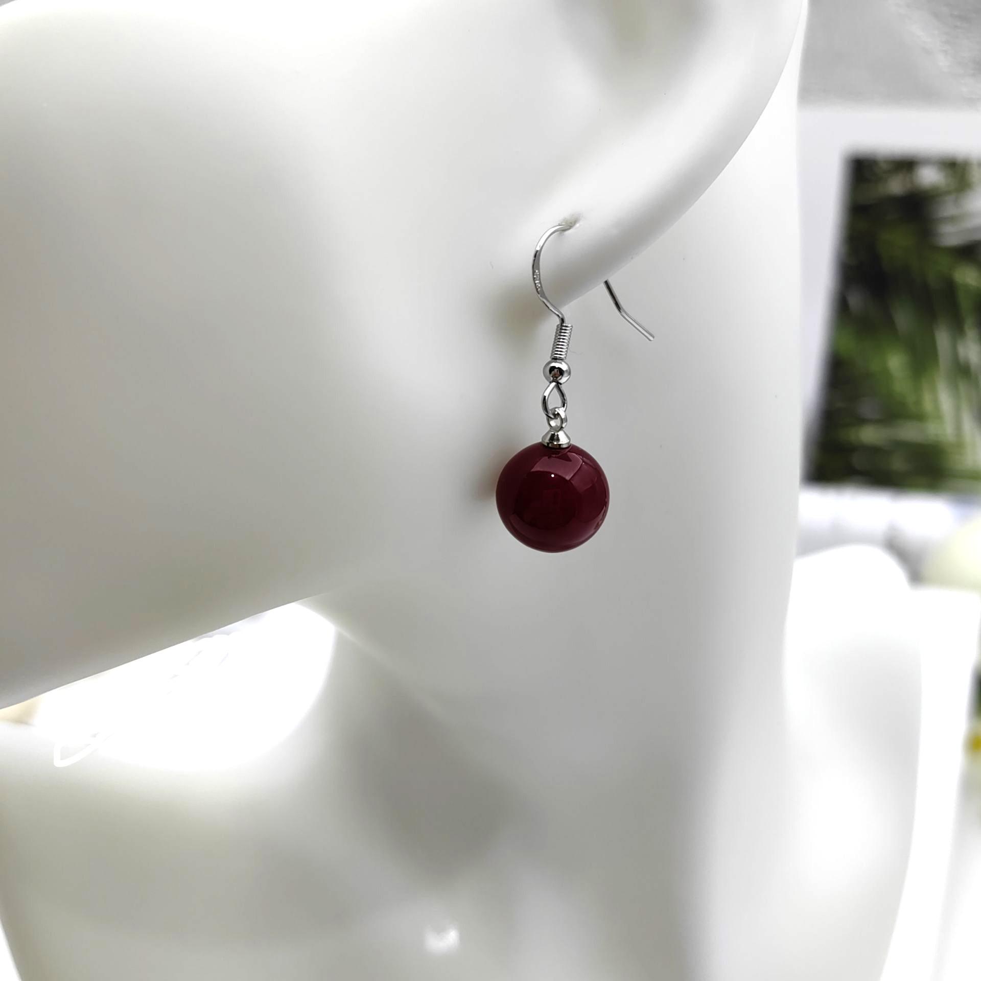 Chinese Knot Pearl Earrings: 925 Silver, Rhombus Design, Retro Style