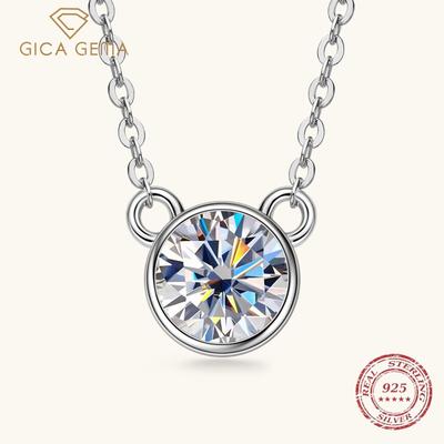 Gica Gema Nische Design Sinn Moissanit Halskette Net Rote Flut Einfach 925 Silber Vergoldet 18K Gold Anhänger Schlüsselbeinkette