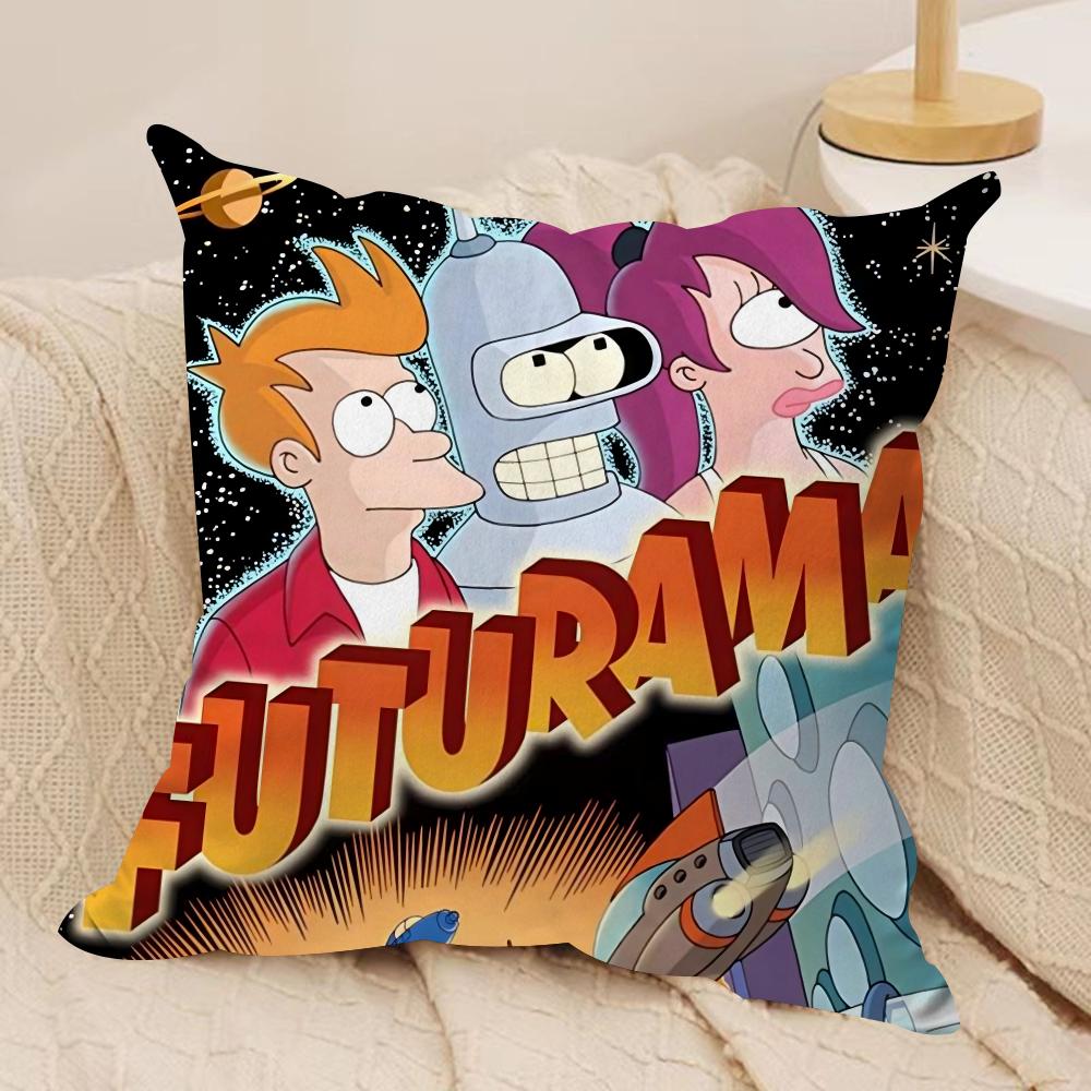 Anime F-Futurama B-Bender Cushion Cover Soft Plush Fabric Double-Sided Printed Sofa Cushion Cover For All Seasons Homedecor Gift