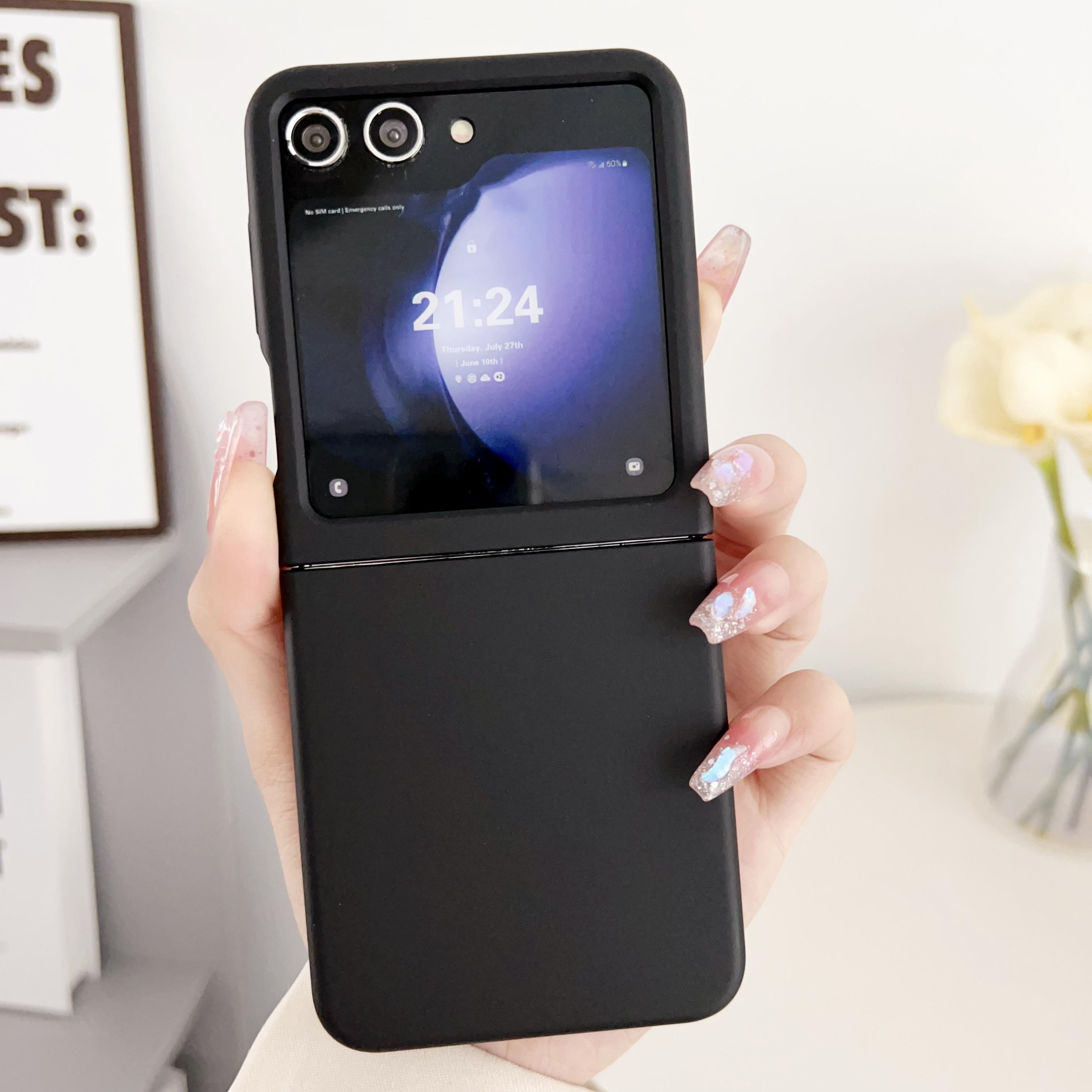 

Пластиковый защитный чехол для телефона Samsung Galaxy Z Flip 6 5 Flip6 Flip5 5G с большим окном и твердым корпусом, устойчивый к падению Galaxy Z Flip6 чёрный