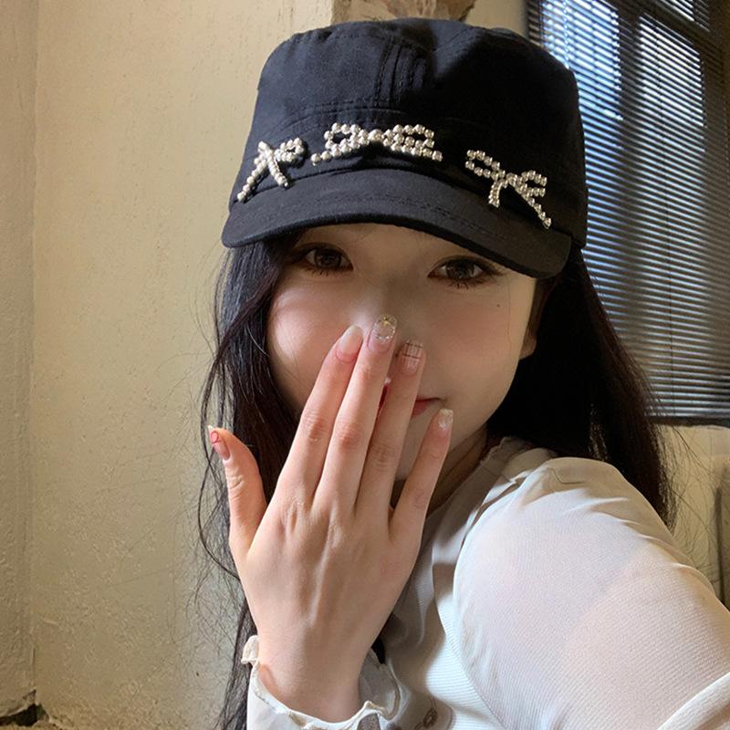 Trendy Black Vintage Bowknot Duckbill Hat For Women Perfect For Casual Spring Outings Summer