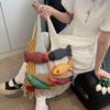 Summer Cotten Crochet Shoulder Bag Fish Tassels Beach Handbag Hollow Out Weave Bag  Shopping Bag