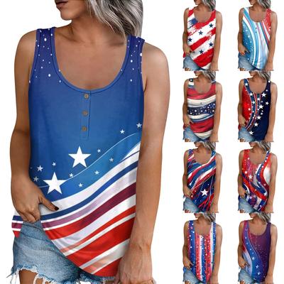Women's Fashion Summer Round Neck Tank Top Lightweight Sleeveless  Print Tank Top