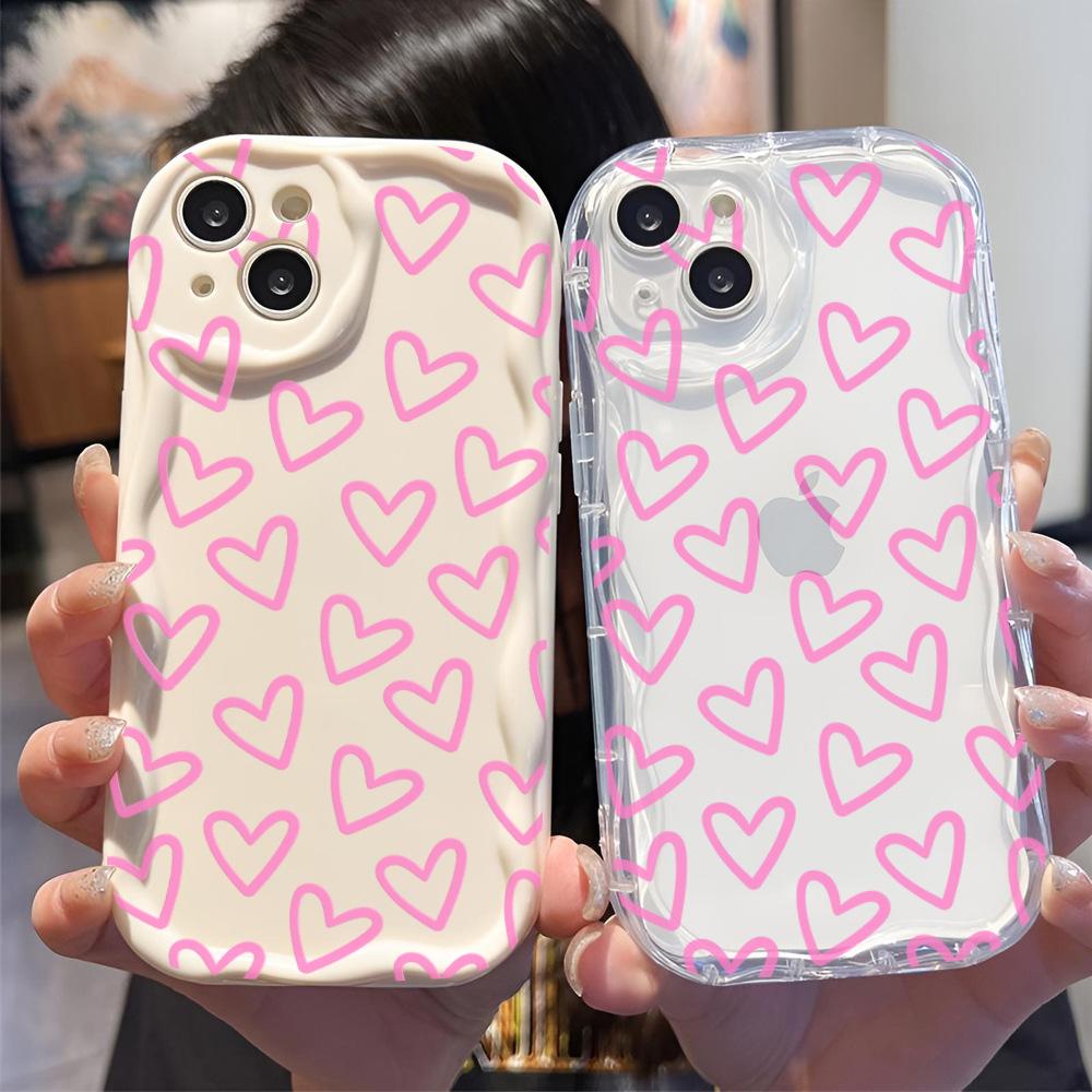 Sweet Girl Powder Love Apple 12promax Anti-drop Mobile Phone Case Iphone14 Soft Case Protective Case 16 Niche Girls