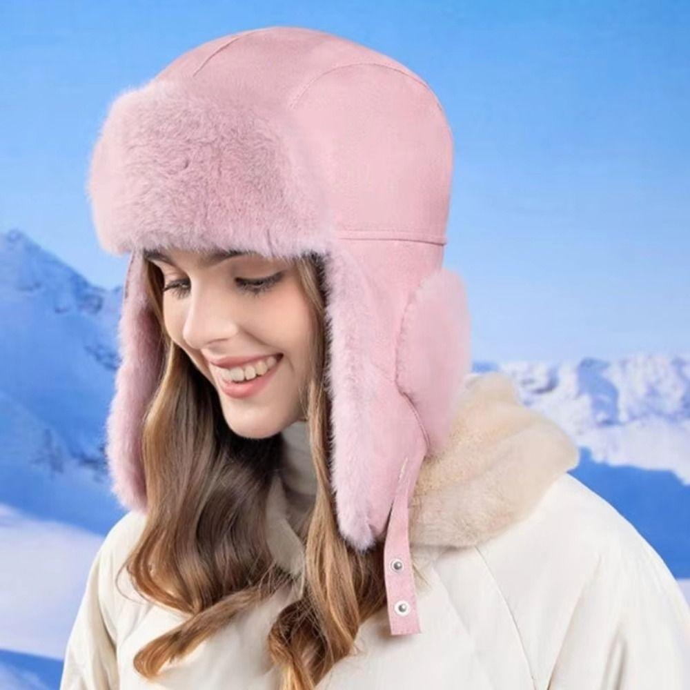 Cold-proof Plush Ear Protection Hat Windproof Ski Hat Fashion Cycling Warm Hat  For Women Men