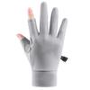 1 Pair Ice Silk Motorcycle Sunscreen Gloves Exposed-two-fingers Anti-uv Breathable Sweat-absorbing Light Outdoor Fishing Gloves