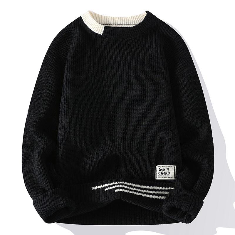 Retro Style Men's Thick Knit Round Neck Sweater for Cross-Border Trade