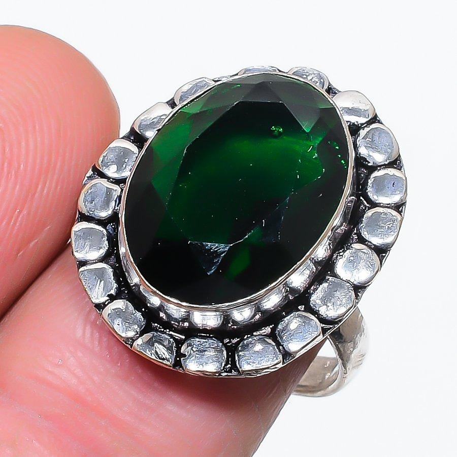 

Natural Chrome Diopside Gemstone 925 Sterling Silver Jewelry Ring Size 9 f2v18