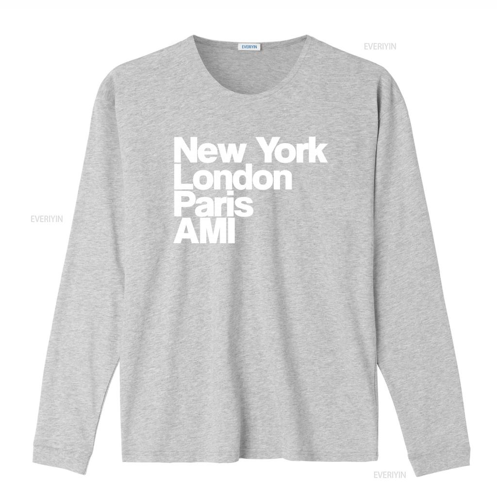 NY Lon Paris AMI GA Mode Stadtname Aufdruck T-Shirt für Herren und Damen vintage gewaschen weich dehnbar streetwear vielseitig homme
