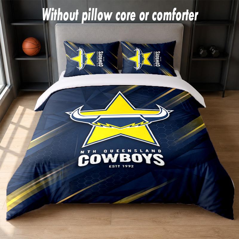 North Queensland Cowboys Design Bed Bedding Set 1 Duvet Cover + 2 Pillowcases Soft Breathable Household Bed Linens