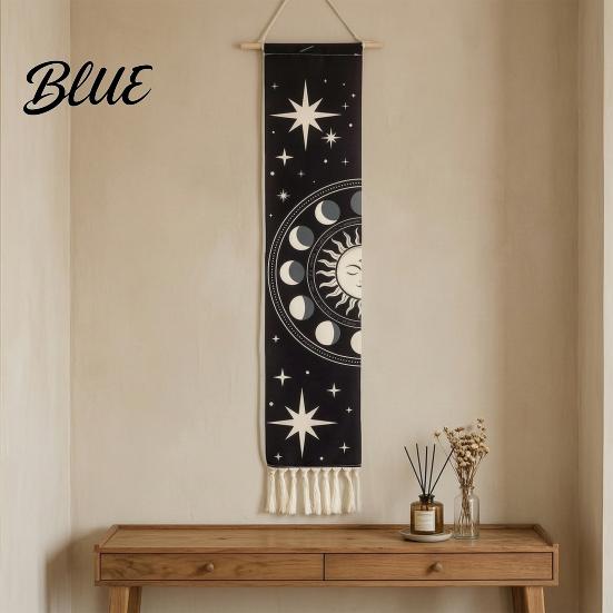 Bohemian Style Wall Star Prints Cotton with Tapestry Soft Hanging Fringed Sun Moon Unique Art