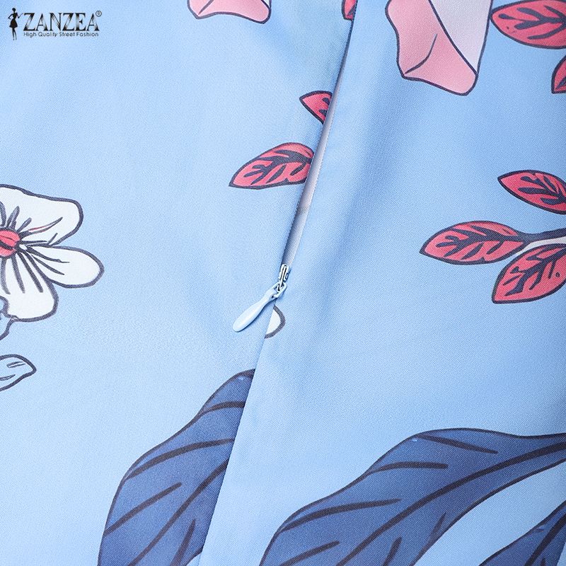 ZANZEA Women Summer Casual Round Neck Short Sleeve Boho Floral Print Dress