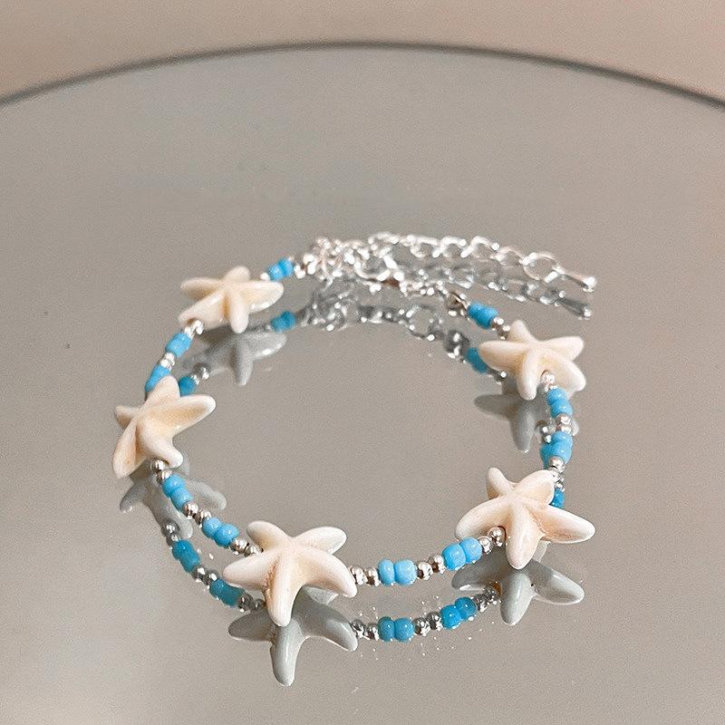 Ocean Starfish Shell Beaded Bracelet Boho Beach Bracelets For Women Summer Vacation Jewelry