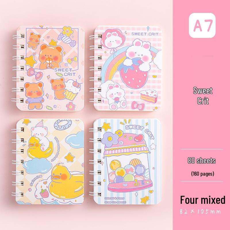 High-Value A7 Spiral Notebook - Cartoon Themed, Lined, Mini, Portable, Ideal for Elementary Students and Kids' Diaries