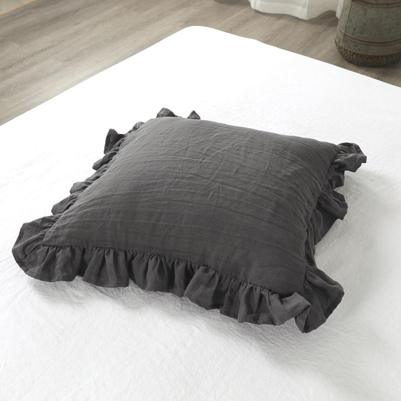 100% Pure Linen Ruffle Throw Pillowcases,Soft Comfortable Cushion Cover,Home Decor Sofa Pillows Cover,Living Room Couch