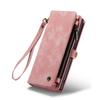 For Samsung Galaxy Case Leather Material with Large Hidden Card Slots and Shockproof Protection, 2-in-1 Design, Zipper Closure