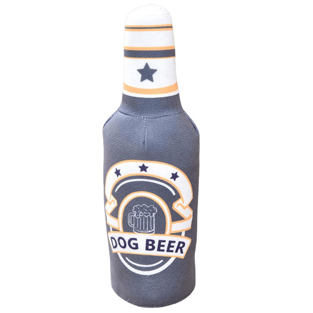 Beer Bottle Squeaky Dog Toy Wine Bottle Plush Dog Toy Interactive Squeaky Dog Chew Toy Soft Beer Bottle Shape Toy Pet Supplies