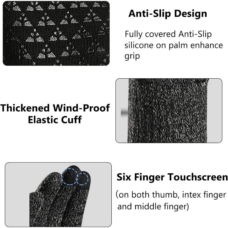 3sets Women Men Warm Winter Touch Screen Gloves Cold Warm Wool Knitted Gloves Wool Full Finger Outdoor Cycling Driving Glove