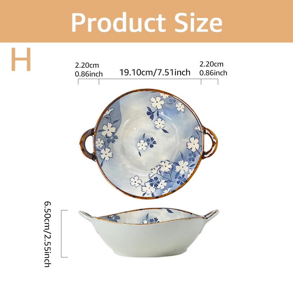 

Японська миска для домашньої локшини 7,5-дюймова керамічна миска для супу з ручкою Миска для салату з макаронами Кухонний посуд Мікрохвильова піч Виріб для випічки 7.5 inch