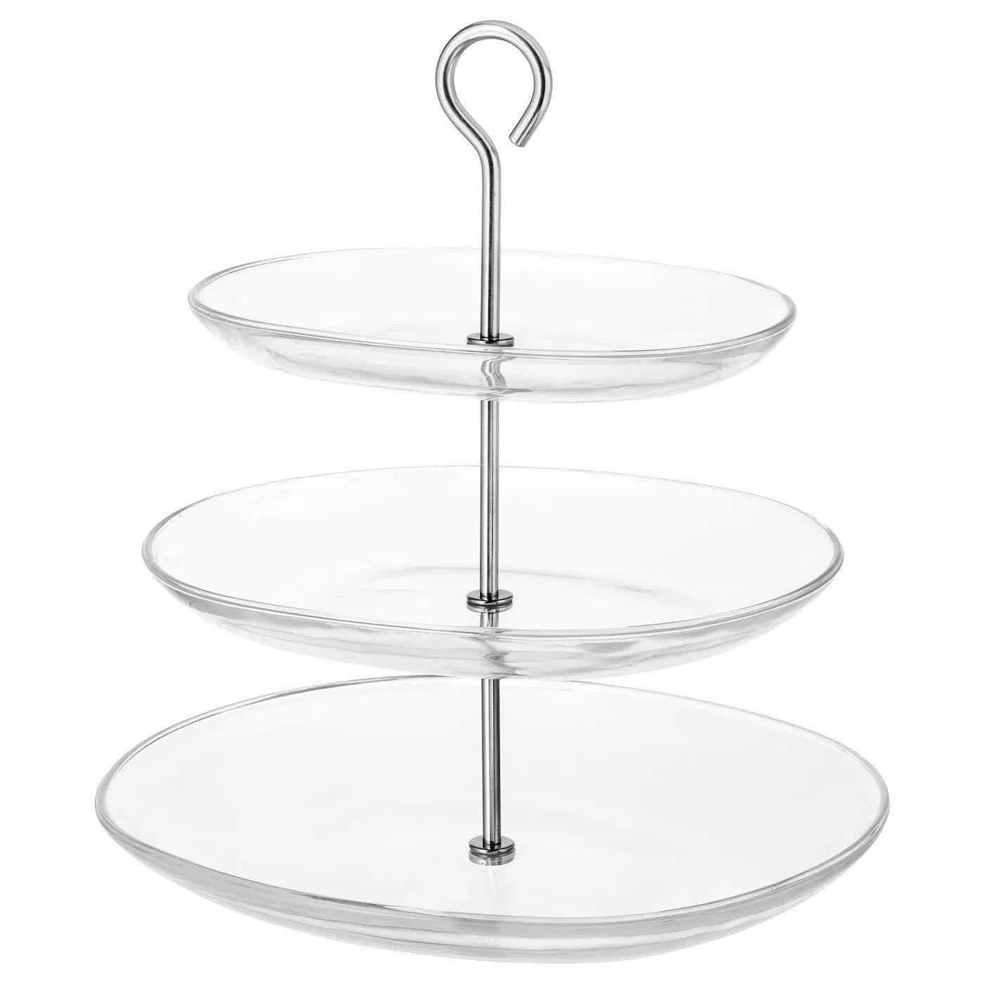 

IKEA KVITTERA 3-Tier Serving Stand, Clear Glass/Stainless Steel
