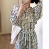 French Loose Age-reducing Dress for Women's Summer Foreign Style Age-reducing Gentle Temperament Lace-up Thin Floral Dress Wholesale