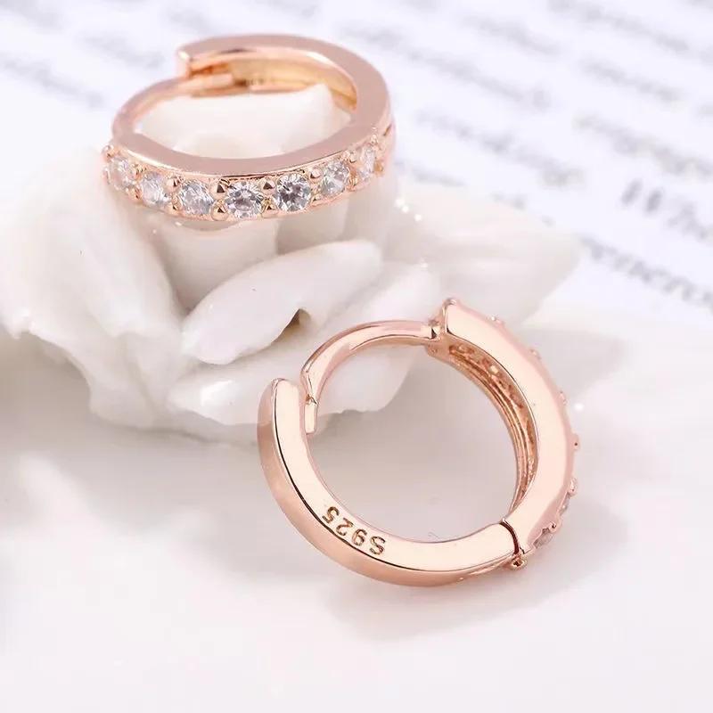 Korean Fashion Silver Color Round Hoop Earrings for Women Charm Sparkling Zircon High Quality Wedding Jewelry Accessories Gift