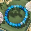 Natural Blue Agate Beaded Stretch Bracelet