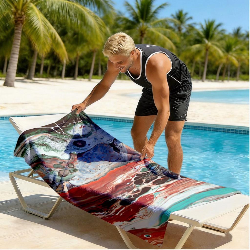 Fluid marble texture pattern polyester microfiber beach towel is highly absorbent, suitable for swimming and beach outings