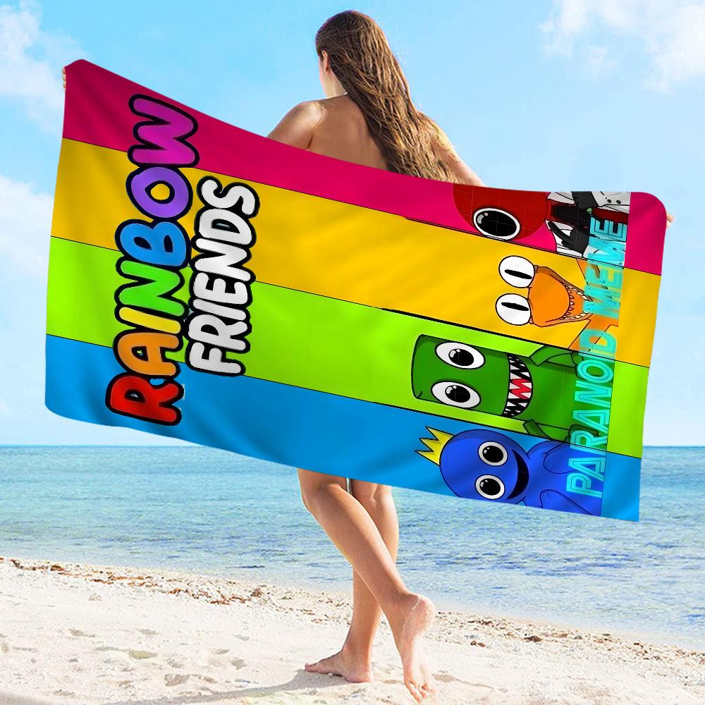

Rainbow Friends Toy Vintage Beach Towel Cartoon Cute Summer Kids Large Bath Pool Beach Towel Absorbent for Swimming Travel W40*H60(CM)