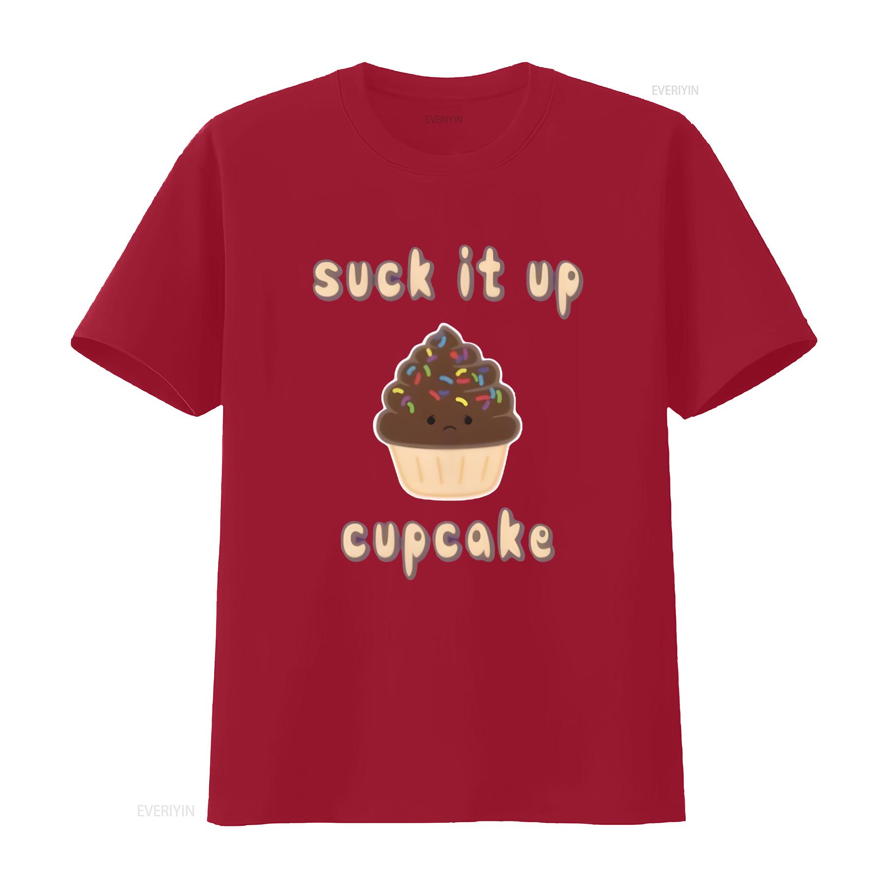 

SUCK IT UP CUPCAKE Cake Lover Women s T Shirt Summer Tops for vintage Washed fashion Versatile homme Breathable Comfortable S