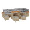 Ensemble de canapés de jardin 10 pièces avec coussins beige en poly rotin, Ensemble de salle à manger extérieur 4 pièces 3363202