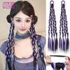 WTB Boxing Braid Synthetic Wig Elastic Band Style Highlighted Braided Ponytail Wig Suitable for Women to Wear Daily and Holidays