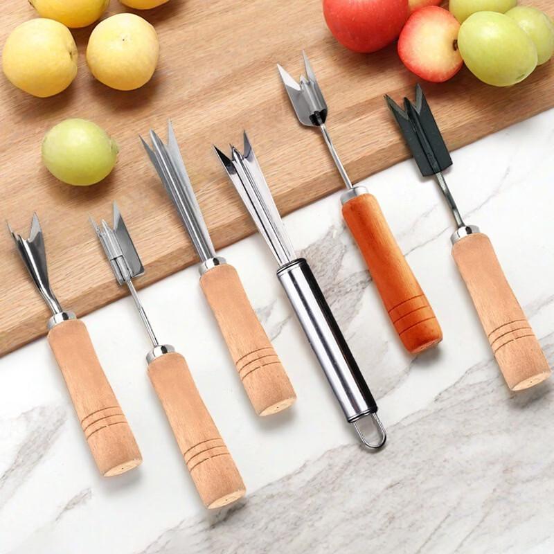 ZISIZ Wooden Handle Pineapple Slicer & Peeler Set