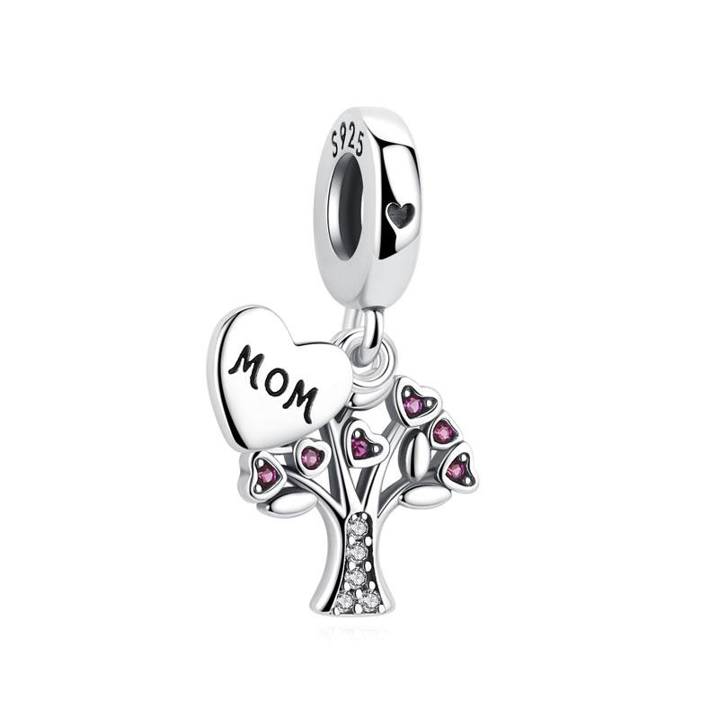 Original Copper Charms Family Tree Love Heart Mom Pendant Beads Fit Brand Bracelets Necklaces Women Diy Jewelry