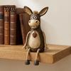 Unique Housewarming Gift Donkey Shelf Sitter Resin Figurine, Dangling Leg Farm Animal Statue, Rustic Stable Craft Ornament Country Table Edge