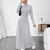 Ladies' Temperament Slim Fit High Neck Fashionable Solid Color Long Sleeved Dress