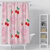 Charming Cherry Shower Curtain - Vibrant Lip & Plaid Designs for Playful Bathroom Décor, Waterproof, Easy Care & Unique Charm