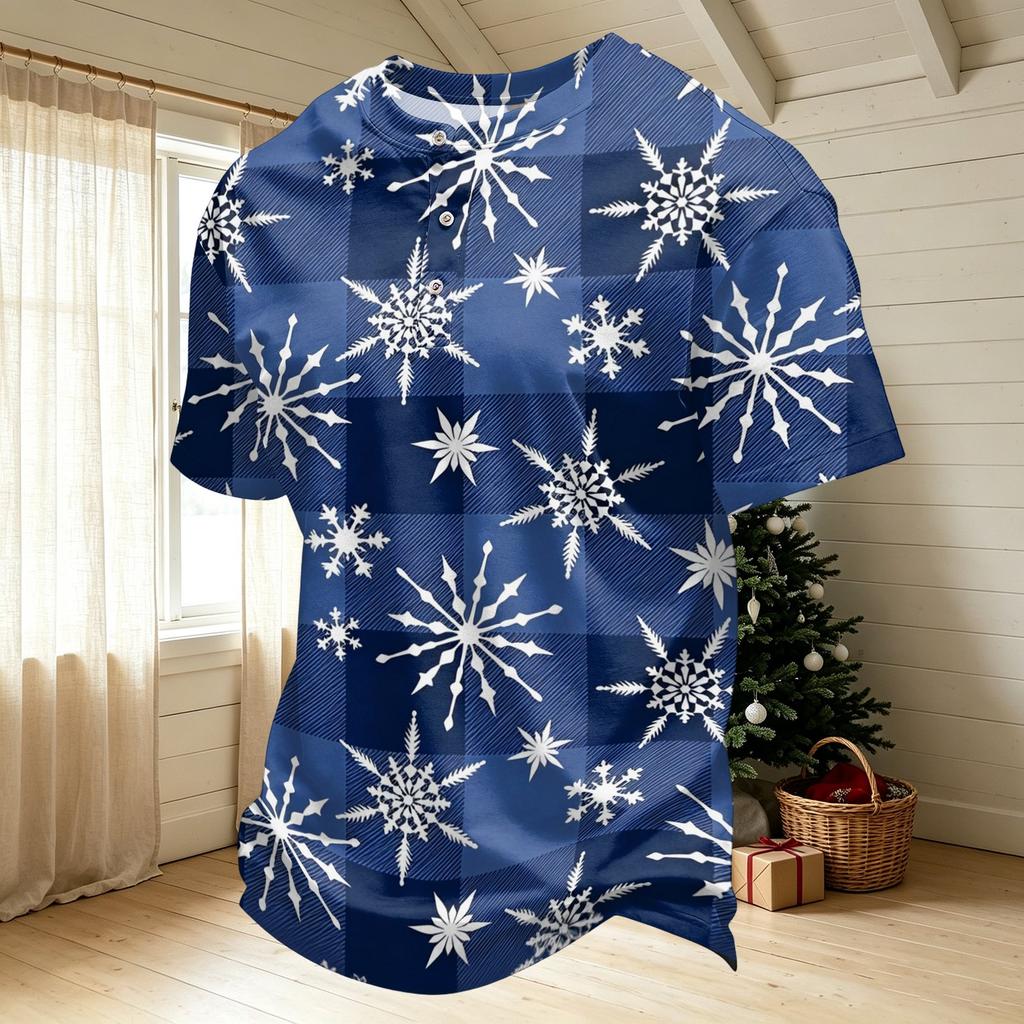 Men's Quick Dry Short Sleeve Neck T-Shirt with Christmas Print