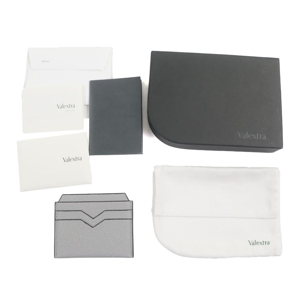 Pristine Valextra Card Case Leather pass case gray Cowhide mens V8L77 Used
