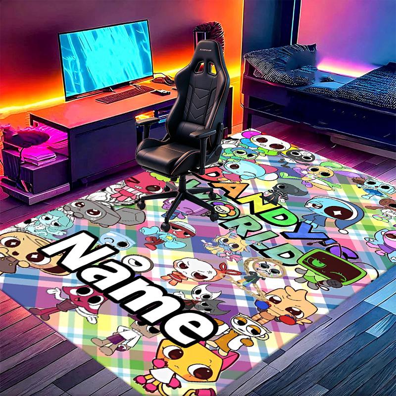 Custom Name Personalized Dandy's World Print Carpet, Versatile Home Decor Rug, for Playroom, Apartment, Balcony, Entryway, Hallway Gift